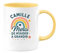 quotedazur - Mug Humour Camille, Merci Infiniment De M'aider À Grandir Chaque Jour - Cadeau Idéal Tasse Originale Pour Remercier Avec Émotion Et Tendresse