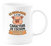 quotedazur - Mug Humour Ce Beau-papa Il A Un Caractère De Cochon Mais C'est Pour Ça Qu'on L'adore - Idée Cadeau Originale Avec Tasse Humoristique Et Sympa