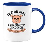 quotedazur - Mug Humour Ce Beau-père Il A Un Caractère De Cochon Mais C'est Pour Ça Qu'on L'adore - Cadeau Original Tasse Humoristique Pour Beau-père