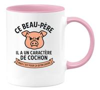 quotedazur - Mug Humour Ce Beau-père Il A Un Caractère De Cochon Mais C'est Pour Ça Qu'on L'adore - Cadeau Original Tasse Humoristique Pour Beau-père