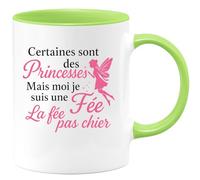 quotedazur - Mug Humour Certaines Sont Des Princesses, Moi Je Suis Une Fée Pas Chiante - Tasse Cadeau Idéale Pour Femme Unique Et Pleine D'humour