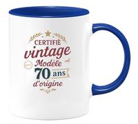 quotedazur - Mug Humour Certifié vintage - Modèle 70 ans d'origine - Cadeau 70 ans Femme