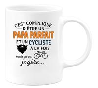 quotedazur - Mug Humour C'est Compliqué D’être Un Papa Parfait Et Cycliste, Mais Ça Va, Je Gère. Idée Cadeau Originale Tasse Pour
