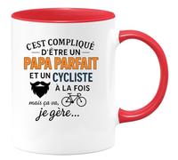 quotedazur - Mug Humour C'est Compliqué D’être Un Papa Parfait Et Cycliste, Mais Ça Va, Je Gère. Idée Cadeau Originale Tasse Pour
