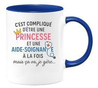 quotedazur - Mug Humour C'est Compliqué D'être Princesse Et Aide-Soignante, Mais Je Gère Avec Humour - Idée Cadeau Tasse Humour Pour Aide-Soignante Et Princesse