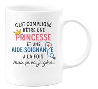 quotedazur - Mug Humour C'est Compliqué D'être Princesse Et Aide-Soignante, Mais Je Gère Avec Idée Cadeau Tasse Pour