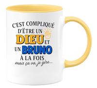 quotedazur - Mug Humour C'est Compliqué D'être Un Dieu Et Bruno À La Fois, Mais Ça Va, Je Gère Idée Cadeau Originale Tasse Divin