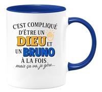 quotedazur - Mug Humour C'est Compliqué D'être Un Dieu Et Bruno À La Fois, Mais Ça Va, Je Gère Idée Cadeau Originale Tasse Divin