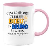 quotedazur - Mug Humour C'est Compliqué D'être Un Dieu Et Bruno À La Fois, Mais Ça Va, Je Gère Idée Cadeau Originale Tasse Divin