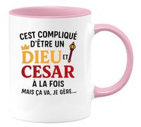 quotedazur - Mug Humour C'est Compliqué D'être Un Dieu Et César À La Fois, Mais Ça Va, Je Gère Idée Cadeau Tasse Originale Pour Homme Fier Audacieux