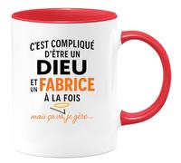 quotedazur - Mug Humour C'est Compliqué D'être Un Dieu Et Fabrice À La Fois, Mais Ça Va, Je Gère... Idée Cadeau Originale Avec Tasse Personnalisée Humoristique