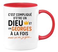 quotedazur - Mug Humour C'est Compliqué D'être Un Dieu Et Georges À La Fois, Mais Ça Va, Je Gère Idée Cadeau Originale Tasse Pour Homme Unique Drôle