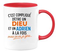 quotedazur - Mug Humour C'est Compliqué D'être Un Dieu Et Un Adrien, Mais Je Gère Avec Humour Ce Cadeau Unique - Idée Cadeau Originale Tasse Pour Homme Adrien