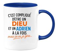 quotedazur - Mug Humour C'est Compliqué D'être Un Dieu Et Un Adrien, Mais Je Gère Avec Humour Ce Cadeau Unique - Idée Cadeau Originale Tasse Pour Homme Adrien