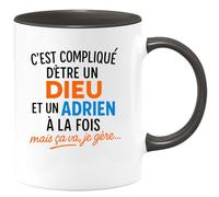 quotedazur - Mug Humour C'est Compliqué D'être Un Dieu Et Un Adrien, Mais Je Gère Avec Humour Ce Cadeau Unique - Idée Cadeau Originale Tasse Pour Homme Adrien
