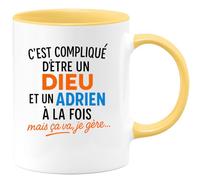 quotedazur - Mug Humour C'est Compliqué D'être Un Dieu Et Un Adrien, Mais Je Gère Avec Humour Ce Cadeau Unique - Idée Cadeau Originale Tasse Pour Homme Adrien