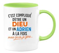 quotedazur - Mug Humour C'est Compliqué D'être Un Dieu Et Un Adrien, Mais Je Gère Avec Humour Ce Cadeau Unique - Idée Cadeau Originale Tasse Pour Homme Adrien