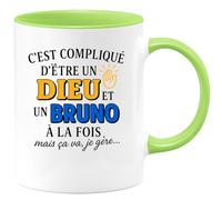 quotedazur - Mug Humour C'est Compliqué D'être Un Dieu Et Un Bruno À La Fois, Mais Ça Va, Je Gère - Idée Cadeau Originale Tasse Humour Divin