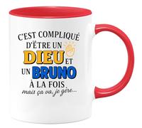 quotedazur - Mug Humour C'est Compliqué D'être Un Dieu Et Un Bruno À La Fois, Mais Ça Va, Je Gère - Idée Cadeau Originale Tasse Humour Divin