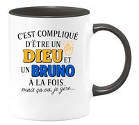 quotedazur - Mug Humour C'est Compliqué D'être Un Dieu Et Un Bruno À La Fois, Mais Ça Va, Je Gère - Idée Cadeau Originale Tasse Humour Divin
