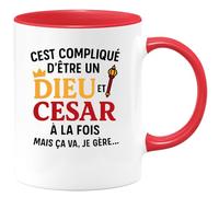 quotedazur - Mug Humour C'est Compliqué D'être Un Dieu Et Un César À La Fois, Mais Ça Va, Je Gère - Idée Cadeau Tasse Originale Pour Homme Fier Et Audacieux