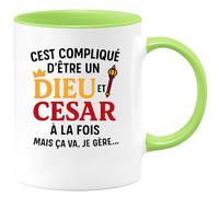 quotedazur - Mug Humour C'est Compliqué D'être Un Dieu Et Un César À La Fois, Mais Ça Va, Je Gère - Idée Cadeau Tasse Originale Pour Homme Fier Et Audacieux