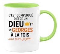 quotedazur - Mug Humour C'est Compliqué D'être Un Dieu Et Un Georges À La Fois, Mais Ça Va, Je Gère - Idée Cadeau Originale Tasse Pour Homme Unique Et Drôle