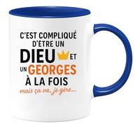 quotedazur - Mug Humour C'est Compliqué D'être Un Dieu Et Un Georges À La Fois, Mais Ça Va, Je Gère - Idée Cadeau Originale Tasse Pour Homme Unique Et Drôle