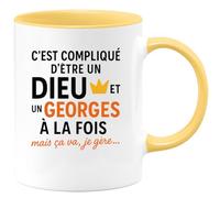 quotedazur - Mug Humour C'est Compliqué D'être Un Dieu Et Un Georges À La Fois, Mais Ça Va, Je Gère - Idée Cadeau Originale Tasse Pour Homme Unique Et Drôle