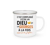 quotedazur - Mug Humour C'est Compliqué D'être Un Dieu Et Un Georges À La Fois, Mais Ça Va, Je Gère - Idée Cadeau Originale Tasse Pour Homme Unique Et Drôle