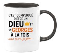 quotedazur - Mug Humour C'est Compliqué D'être Un Dieu Et Un Georges À La Fois, Mais Ça Va, Je Gère - Idée Cadeau Originale Tasse Pour Homme Unique Et Drôle