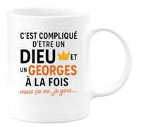 quotedazur - Mug Humour C'est Compliqué D'être Un Dieu Et Un Georges À La Fois, Mais Ça Va, Je Gère - Idée Cadeau Originale Tasse Pour Homme Unique Et Drôle
