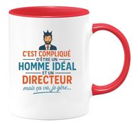 quotedazur - Mug Humour C'est Compliqué D'être Un Homme Idéal Et Directeur, Mais Ça Va, Je Gère. Idée Cadeau Originale, Tasse Gestionnaire, Parfait Pour