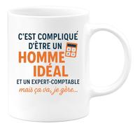 quotedazur - Mug Humour C'est Compliqué D'être Un Homme Idéal Et Expert-Comptable, Mais Je Gère Tout Avec Pour Cadeau Original Une Tasse Humoristique