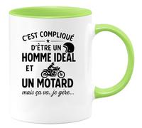 quotedazur - Mug Humour C'est Compliqué D'être Un Homme Idéal Et Motard, Mais Je Gère Tout Avec Fierté. Idée Cadeau Originale Tasse Pour Passionné