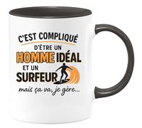 quotedazur - Mug Humour C'est Compliqué D'être Un Homme Idéal Et Surfeur À La Fois, Mais Je Gère Idée Cadeau Originale Tasse Humoristique Pour Surfer