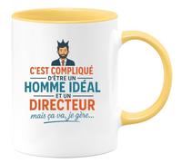 quotedazur - Mug Humour C'est Compliqué D'être Un Homme Idéal Et Un Directeur, Mais Ça Va, Je Gère. - Idée Cadeau Originale, Tasse Homme Gestionnaire, Parfait Pour Directeur