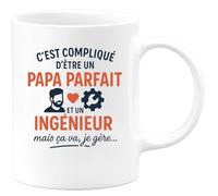 quotedazur - Mug Humour C'est Compliqué D'être Un Papa Parfait Et Ingénieur, Mais Je Gère Avec Idée Cadeau Originale Pour Tasse Pratique