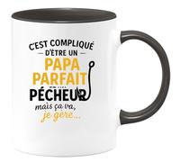 quotedazur - Mug Humour C'est Compliqué D'être Un Papa Parfait Et Pêcheur, Mais Je Gère Avec Fierté. - Idée Cadeau Originale Tasse Pour Papa Pêcheur Unique