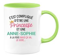 quotedazur - Mug Humour C'est Compliqué D'être Une Anne-sophie Et Une Princesse - Idée Cadeau Prénom Anne-sophie Anniversaire