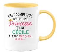 quotedazur - Mug Humour C'est Compliqué D'être Une Cécile Et Une Princesse - Idée Cadeau Prénom Cécile Anniversaire