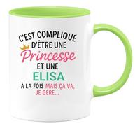 quotedazur - Mug Humour C'est Compliqué D'être Une Elisa Et Une Princesse - Idée Cadeau Prénom Anniversaire