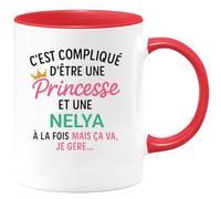 quotedazur - Mug Humour C'est Compliqué D'être Une Nelya Et Une Princesse - Idée Cadeau Prénom Nelya Anniversaire