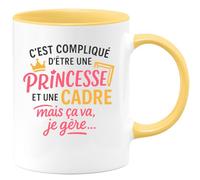 quotedazur - Mug Humour C'est Compliqué D'être Une Princesse Et Cadre, Mais Ça Va, Je Gère Idée Cadeau Originale Tasse Pour Femme Active Dynamique