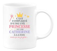 quotedazur - Mug Humour C'est Compliqué D'être Une Princesse Et Catherine À La Fois, Mais Je Gère Idée Cadeau Originale Avec Tasse Pour Femme Au Quotidien