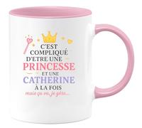 quotedazur - Mug Humour C'est Compliqué D'être Une Princesse Et Catherine À La Fois, Mais Je Gère Idée Cadeau Originale Avec Tasse Pour Femme Au Quotidien