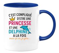 quotedazur - Mug Humour C'est Compliqué D'être Une Princesse Et Delphine À La Fois, Mais Je Gère. Idée Cadeau Tasse Originale Pour Femmes Uniques
