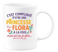 quotedazur - Mug Humour C'est Compliqué D'être Une Princesse Et Flora, Mais Je Gère Au Quotidien Idée Cadeau Originale Tasse Pour Femme Unique Stylée