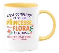 quotedazur - Mug Humour C'est Compliqué D'être Une Princesse Et Une Flora, Mais Je Gère Au Quotidien - Idée Cadeau Originale Tasse Pour Femme Unique Et Stylée