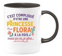 quotedazur - Mug Humour C'est Compliqué D'être Une Princesse Et Une Flora, Mais Je Gère Au Quotidien - Idée Cadeau Originale Tasse Pour Femme Unique Et Stylée